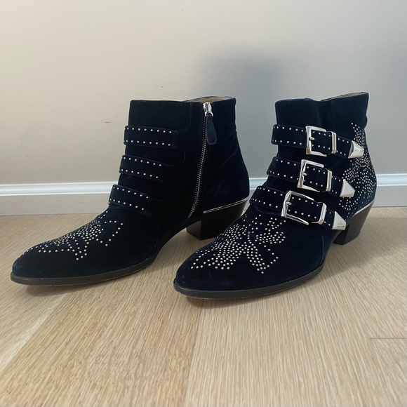 Chloé Blue Lagoon Short Velvet Boots - Picture 3 of 7